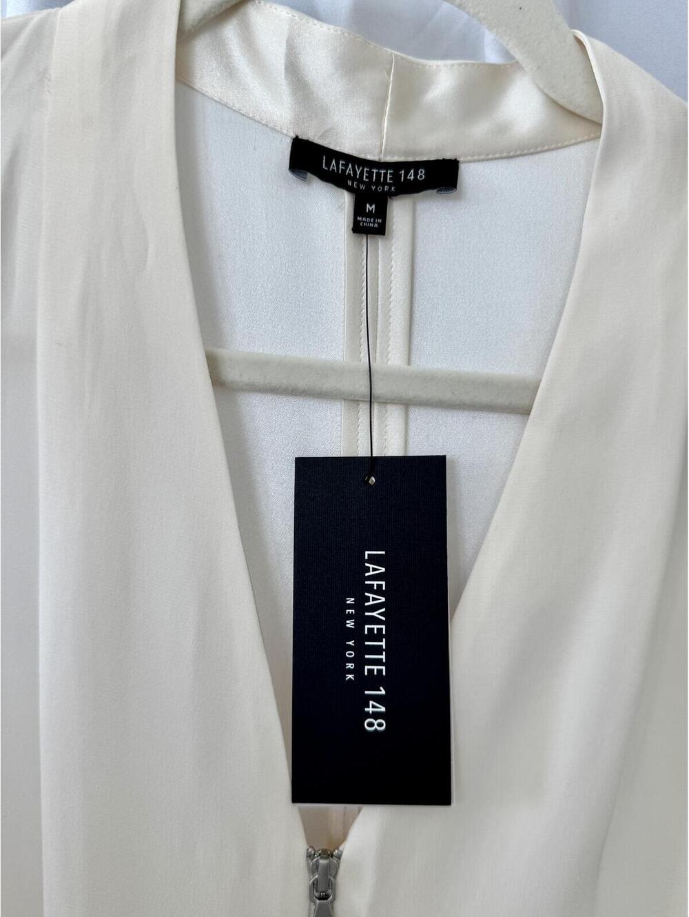 Lafayette 148 100% Silk White Sleeveless Zip-Front Vest Top Size M - Picture 3 of 10